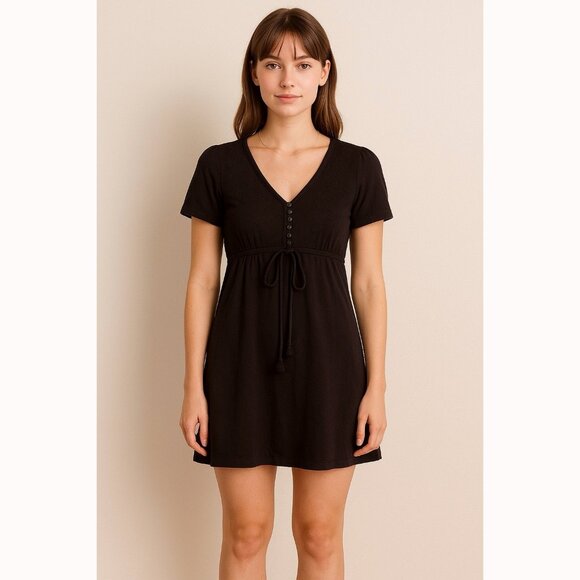 Vtg Tommy Hilfiger Heritage Y2K Dress Small Black Embroidered Preppy 90s Grunge - Picture 1 of 10